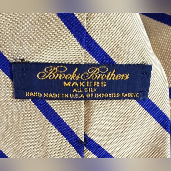Brooks Brothers 100% Silk Men's Gold & Navy Neck Tie - Picture 3 of 6